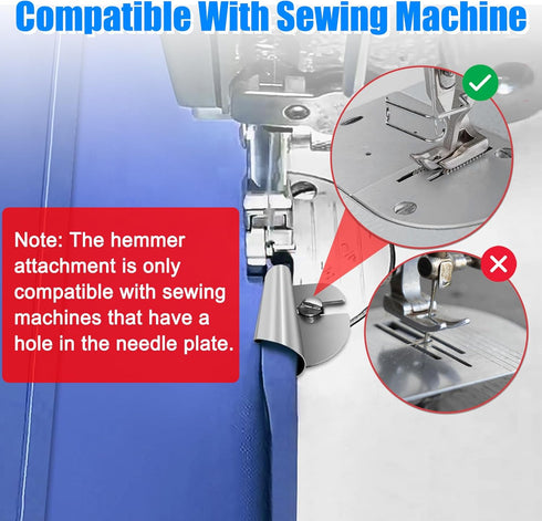 TOOVREN Universal Sewing Rolled Hemmer Foot 4pcs, Rolled Hem Presser Foot, 7/8/9/10mm Wide Rolled Hem Foot, Sewing Machine Presser Foot Hemmer Foo...